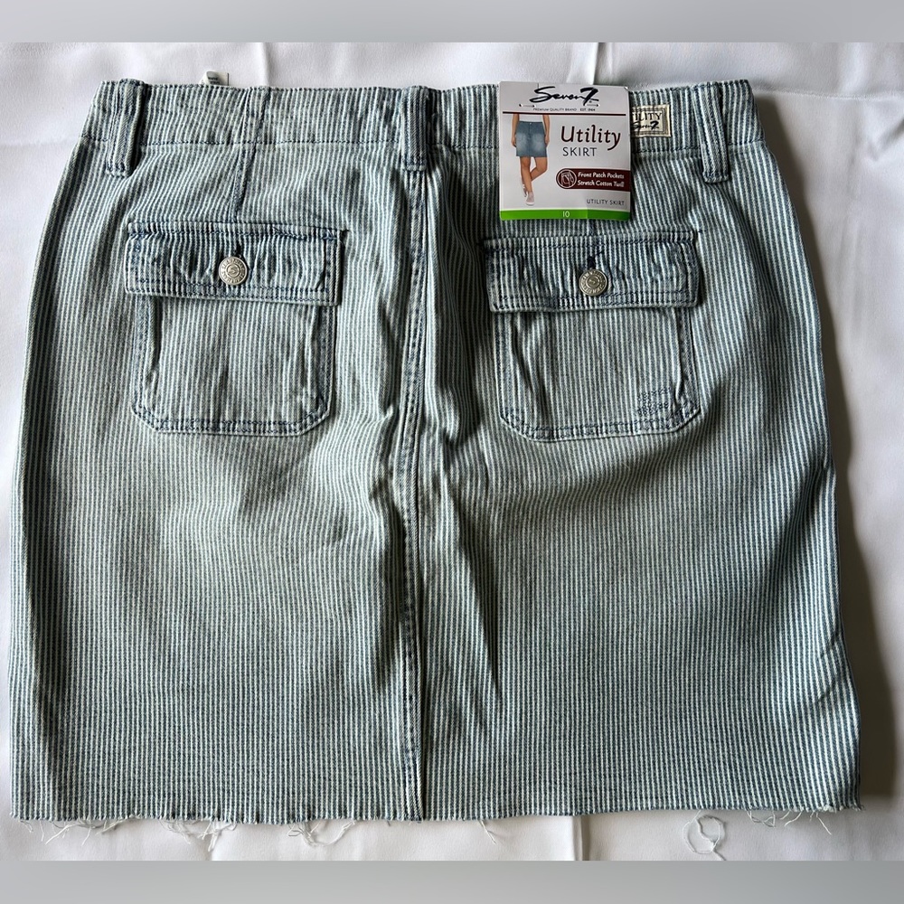 Seven7 - Front Patch Pocket Stretch Cotton Twill Utility Skirt Size: 10 > NWT - Picture 4 of 13